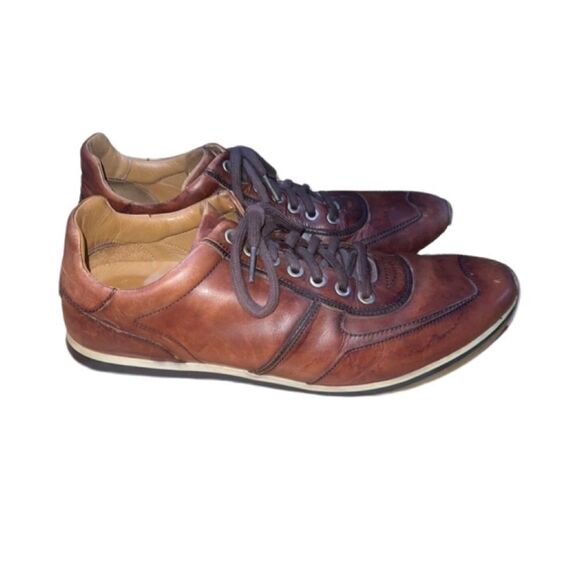 Magnanni Marlow Cognac Brown Leather Lace Up Men Sneakers size 10 - Picture 4 of 11